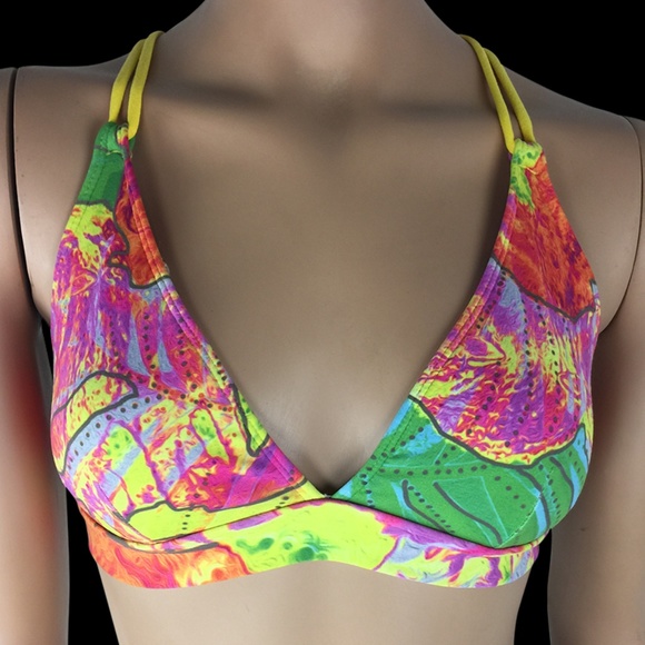 NEW Colorful Tropical Racerback Sports Bra - Picture 1 of 4